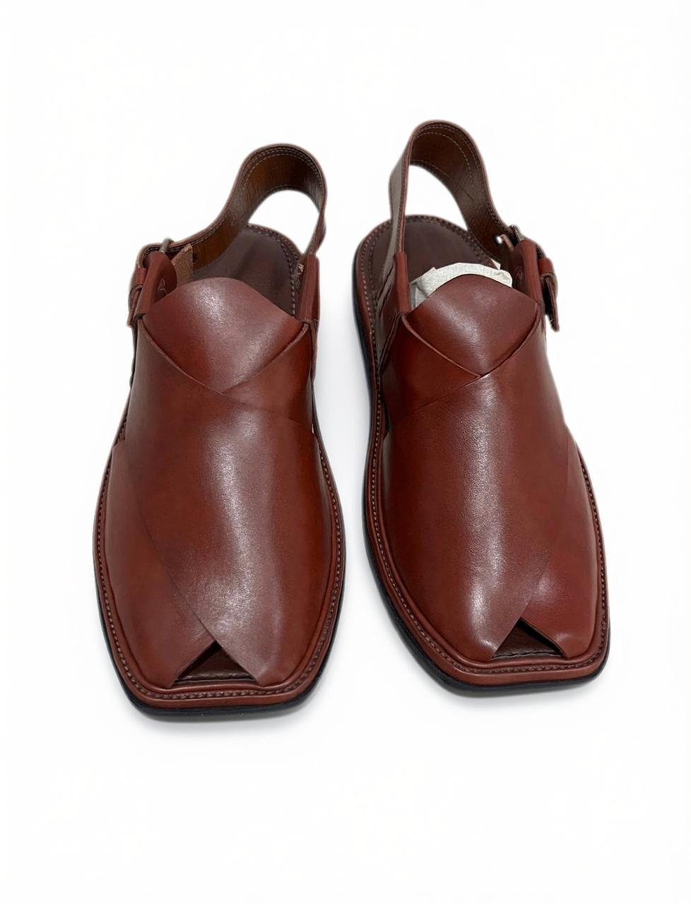 Burgundy Gol T Peshawari Chappal