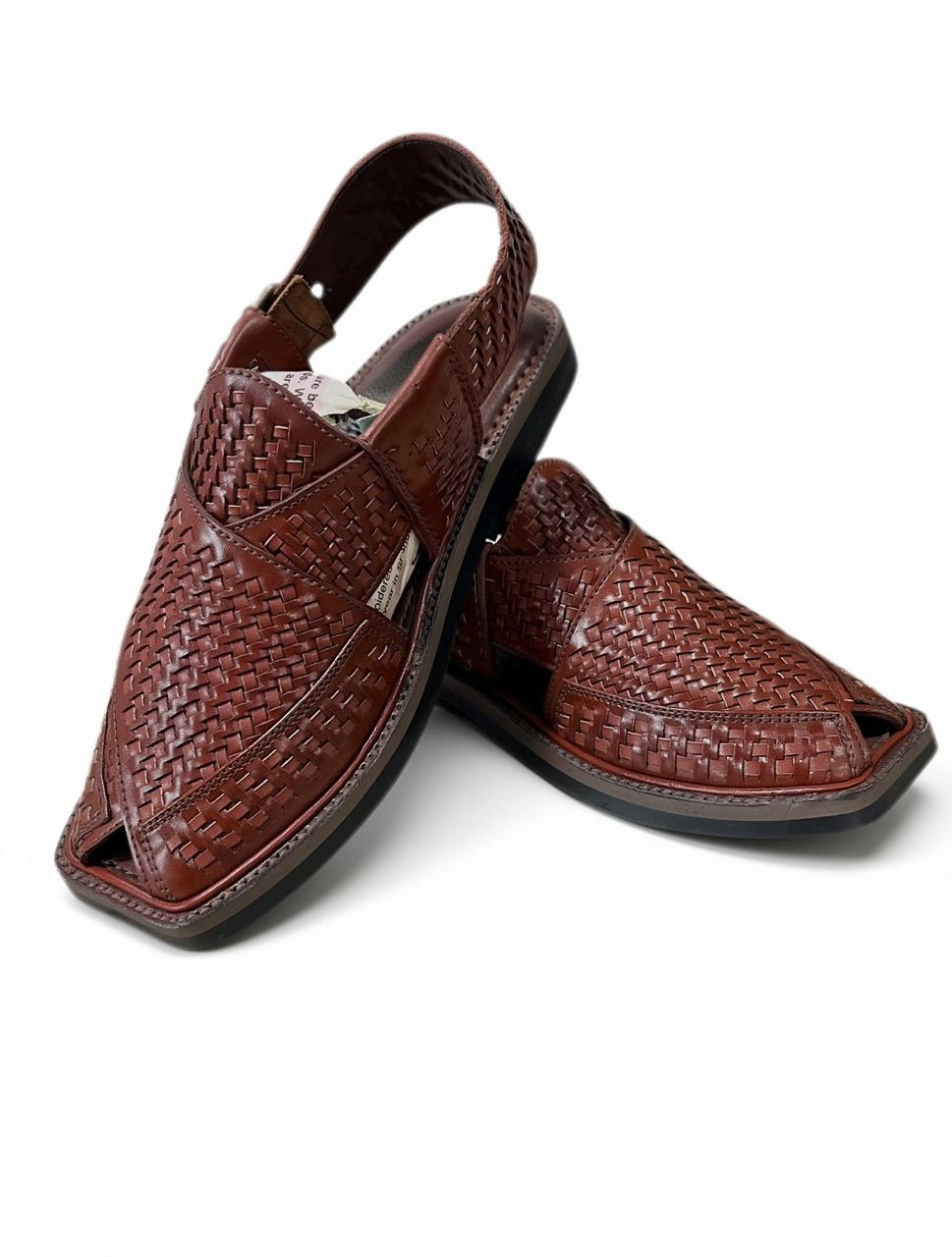 Reddish Brown Medium Sole Takidar Peshawari Chappal