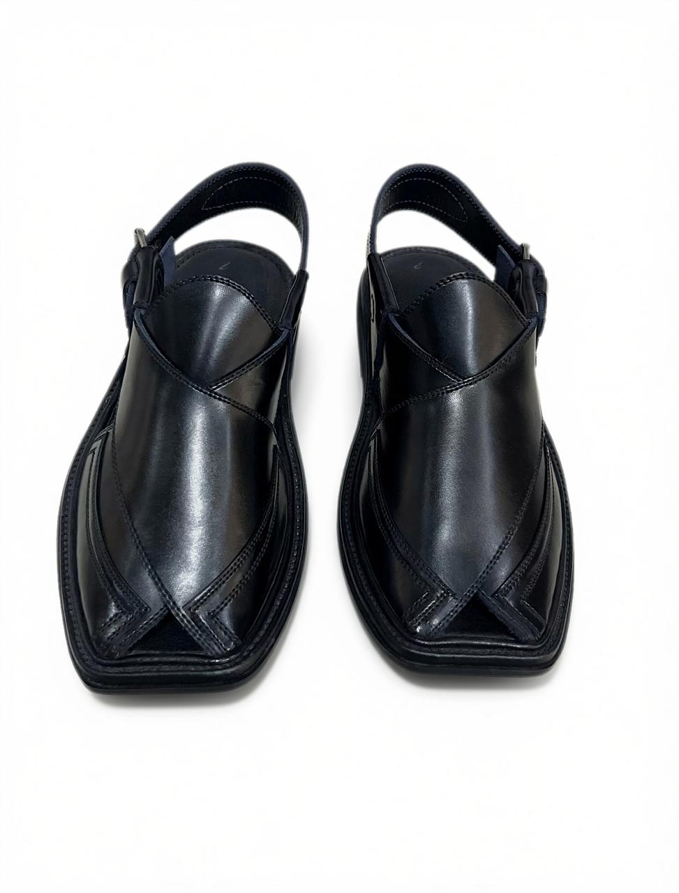Black Takidar Peshawari Chappal