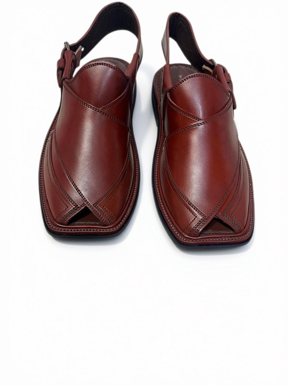 Burgundy Takidar Peshawari Chappal