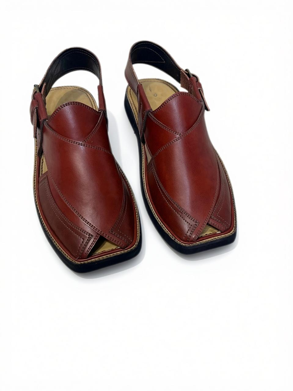 Reddish Brown Medium Sole Takidar Peshawari Chappal