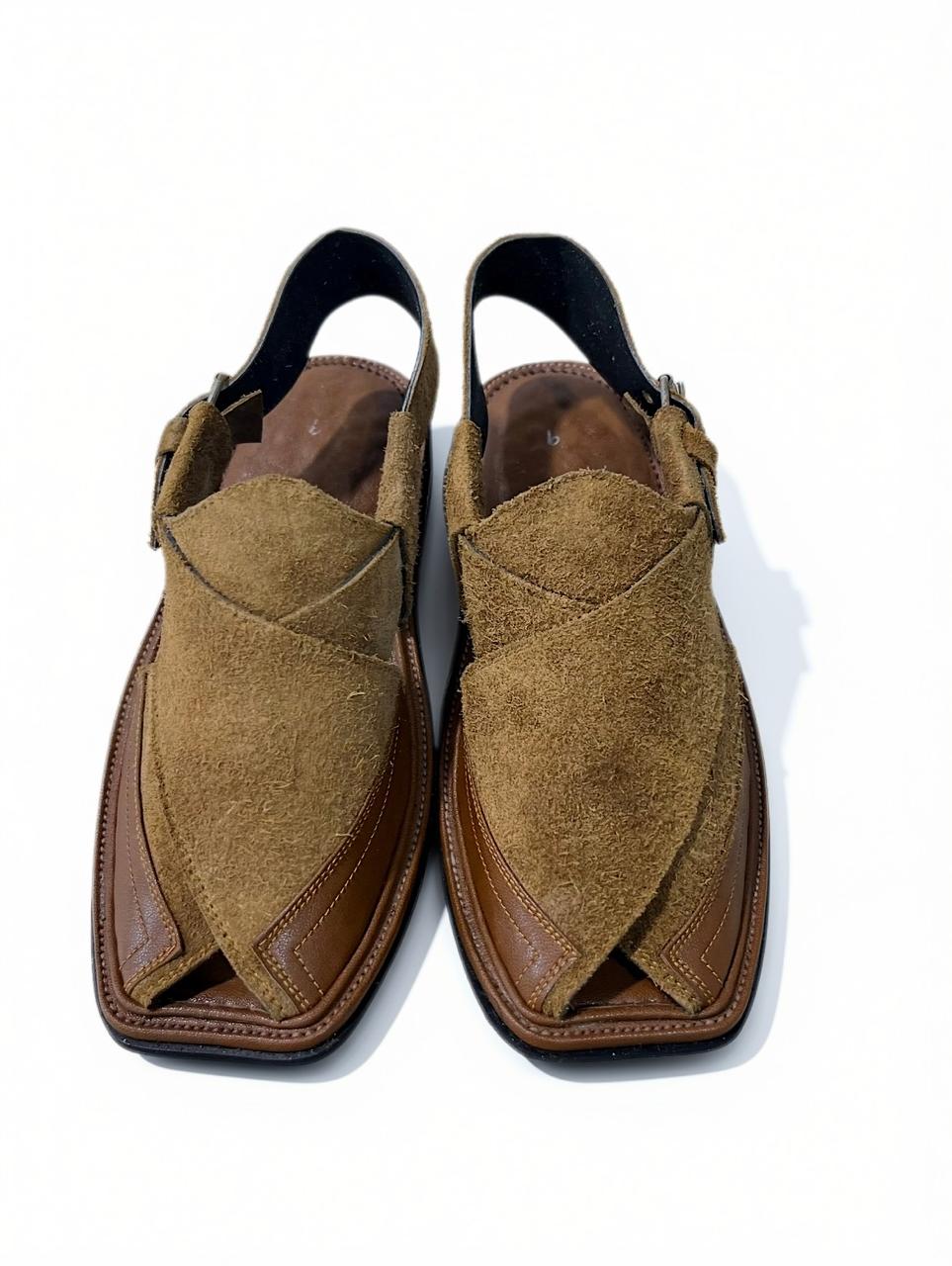 Camel Brown Suede Peshawari Chappal