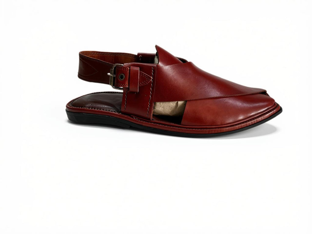 Burgundy Gol T Peshawari Chappal