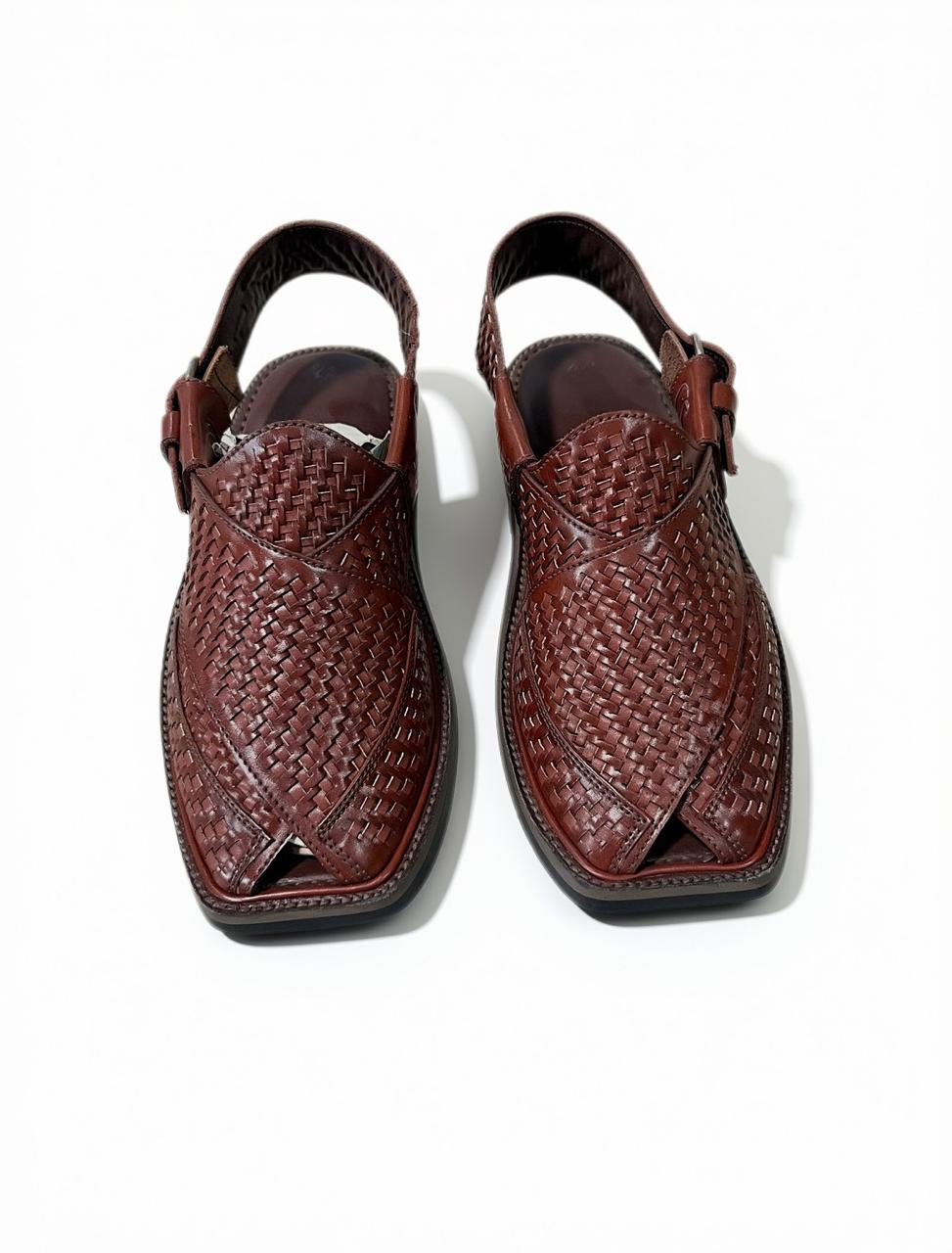 Reddish Brown Medium Sole Takidar Peshawari Chappal