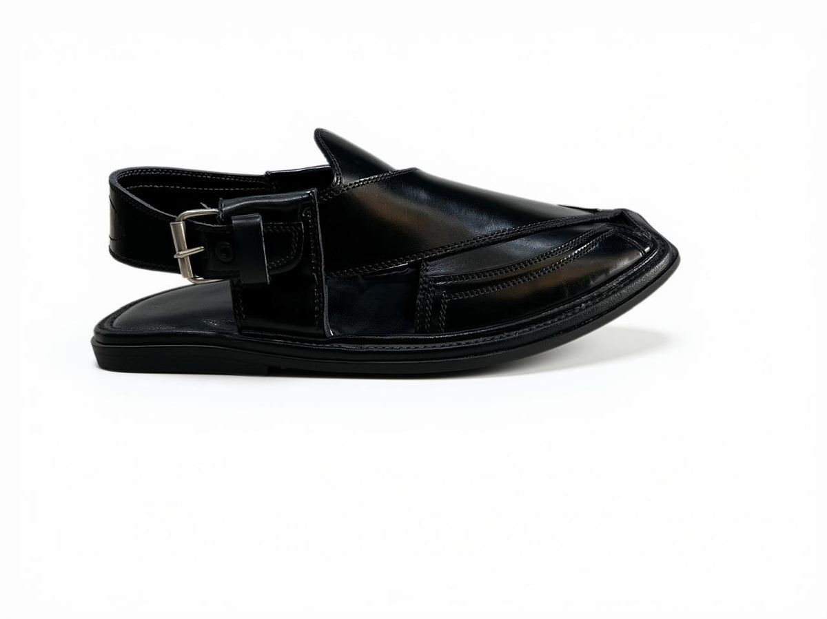 Black Takidar Peshawari Chappal
