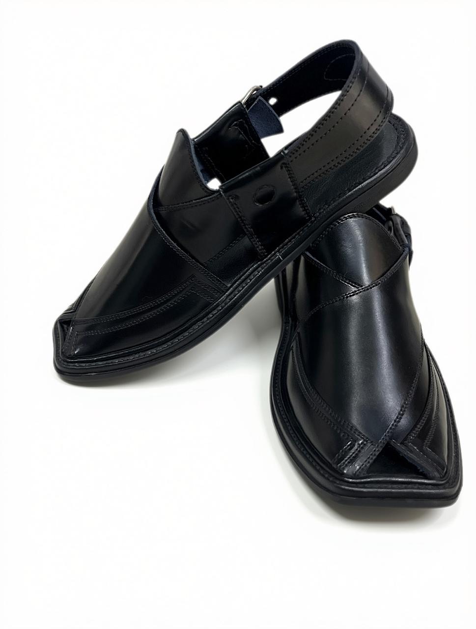 Black Takidar Peshawari Chappal