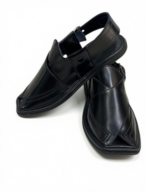Black Takidar Peshawari Chappal