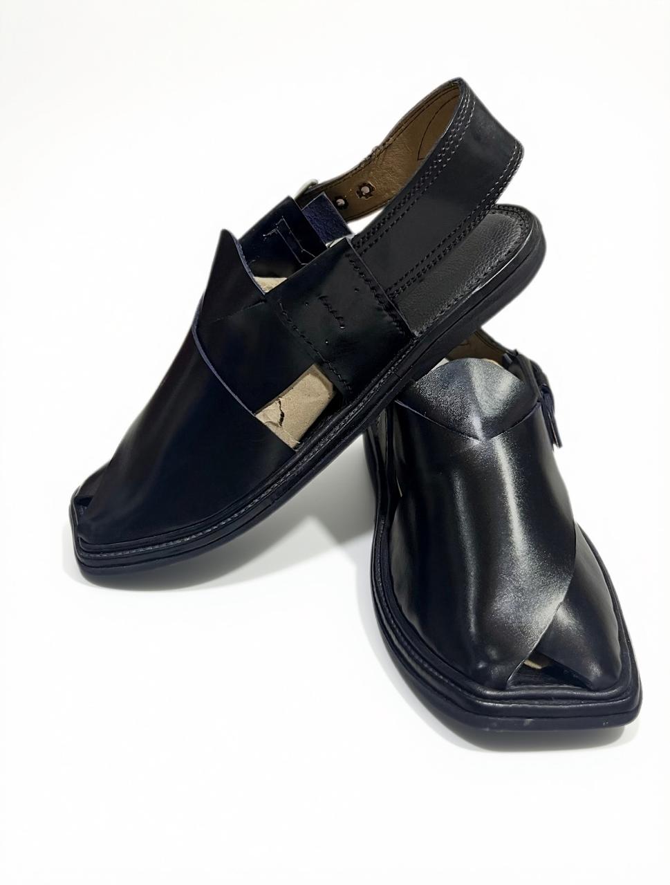 Black Gol T Peshawari Chappal