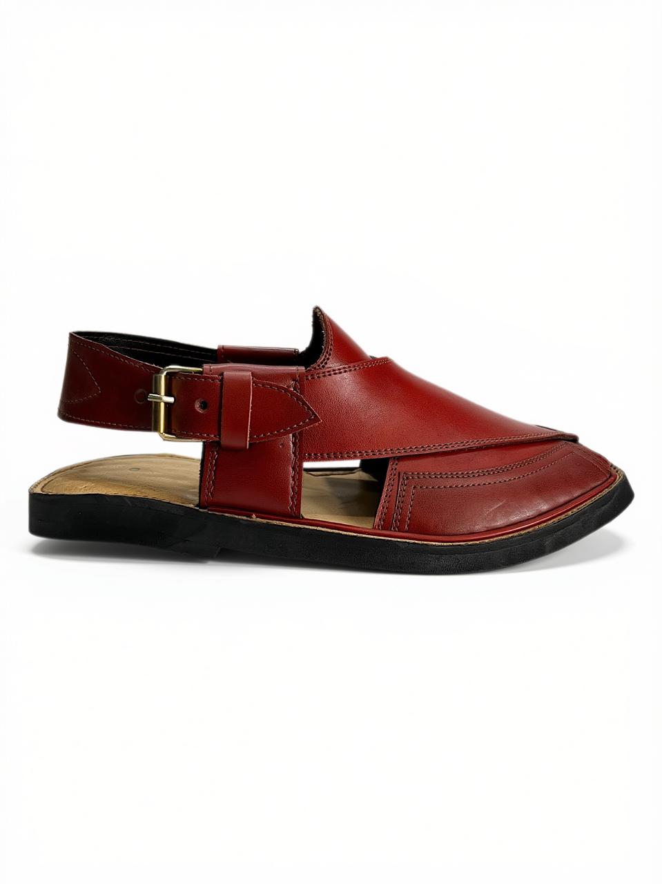 Reddish Brown Medium Sole Takidar Peshawari Chappal