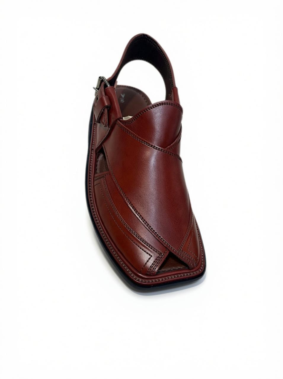 Burgundy Takidar Peshawari Chappal