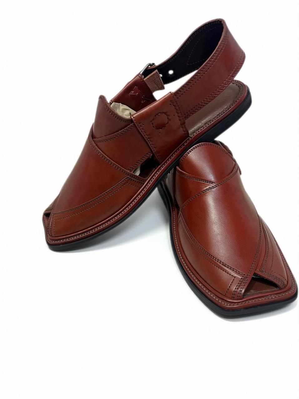 Burgundy Takidar Peshawari Chappal