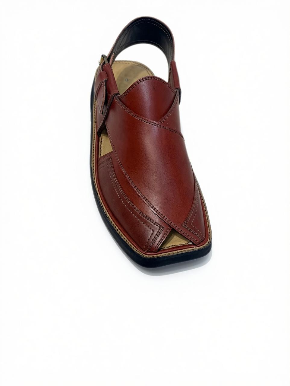 Reddish Brown Medium Sole Takidar Peshawari Chappal