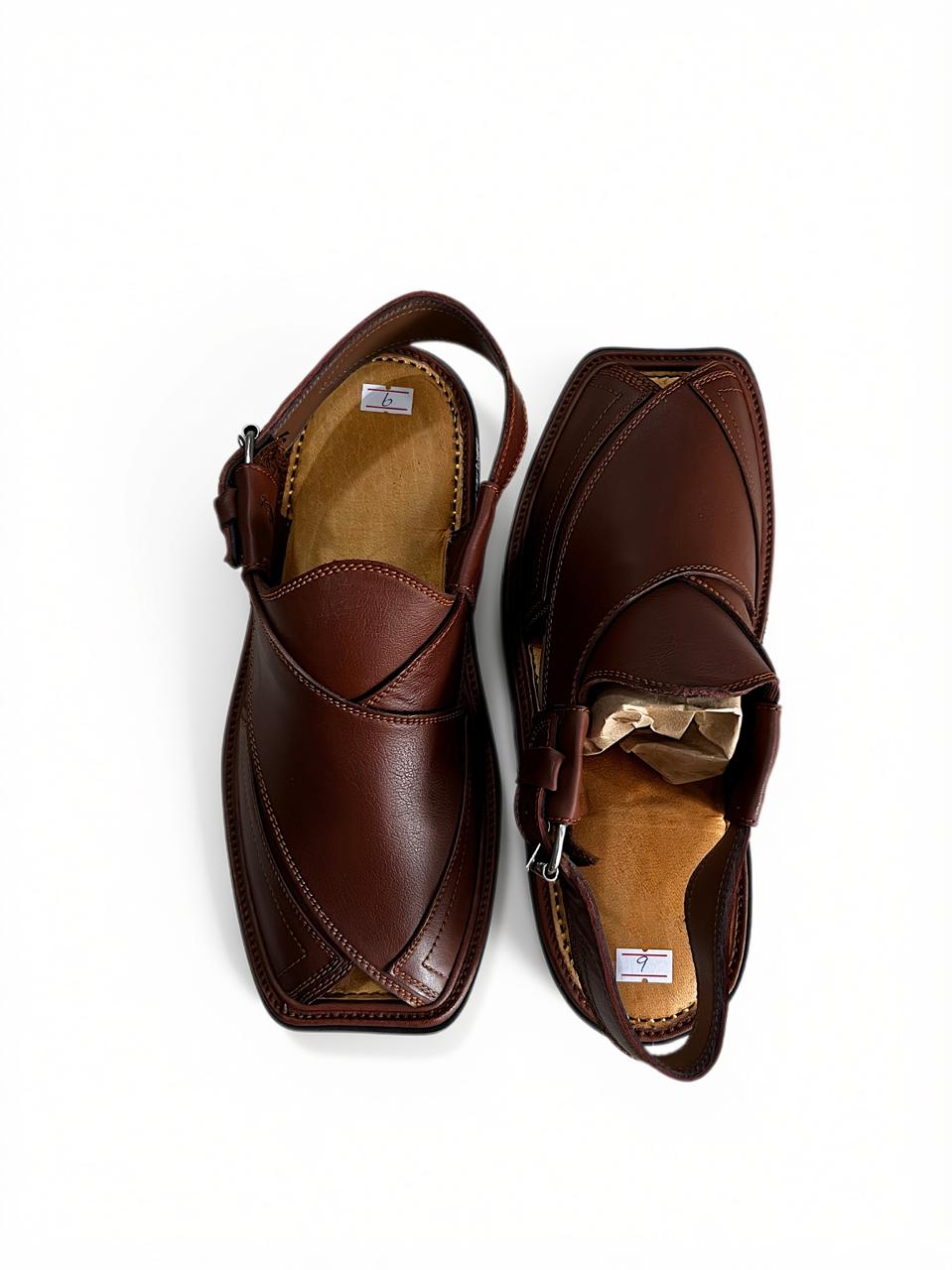 Chocolate Brown Takidar Peshawari Chappal