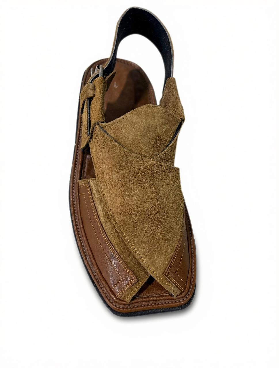 Camel Brown Suede Peshawari Chappal