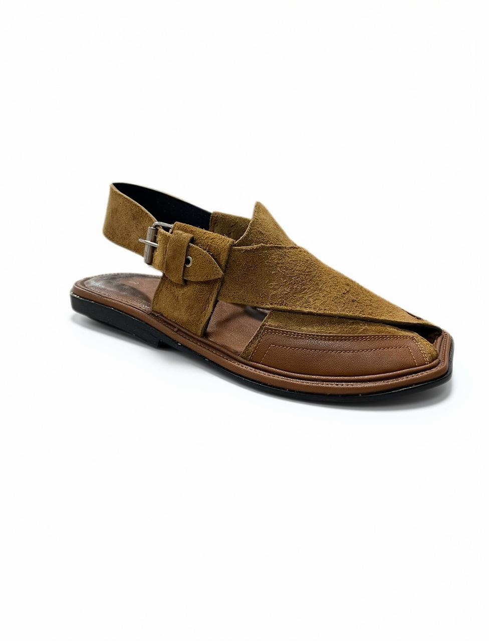 Camel Brown Suede Peshawari Chappal